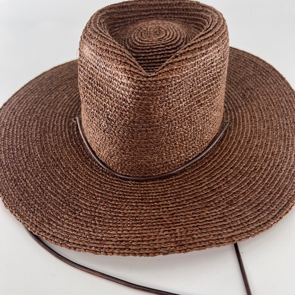 will + bear Austin brown straw wide brim hat new - Picture 1 of 9